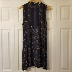 hinge Dress, Size Small, Navy w/ Floral Pattern